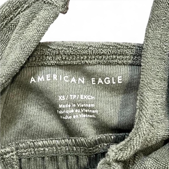 American Eagle Outfitters Green Terry Cloth Key Hole Crop Top - Picture 4 of 5